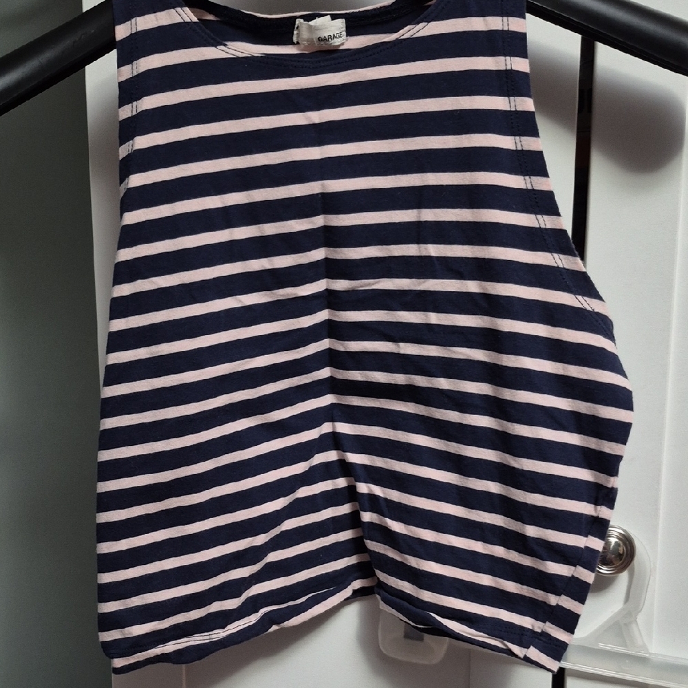 Garage Navy Striped Top